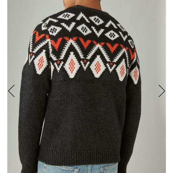 Size Medium Lucky Brand Men’s Fairisle Crew Neck Sweater - Picture 3 of 7